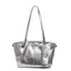Bolsa Tote Popular Estilo Coreano Moda Simples Temperamento Bolsa de Ombro para Axila para Deslocamento Casual em Couro com Cera de Abelha para Mulheres