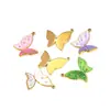 Aço Inoxidável Borboleta Gotejamento de Óleo Banhado a Ouro Diamante Pingente DIY Acessórios de Joia Pulseira Colar Brincos Acessórios Pingente