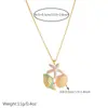 Collar de Moda Transfronterizo Estilo Resort de Playa Decoración de Caracola Verde con Goteo de Aceite en Acero Inoxidable Chapado en Oro, Cadena para Clavícula