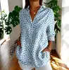 TEMU Camisa Feminina Moda Cruzada Estampa 3D Primavera e Outono Casual Solta Botões Europeus e Americanos