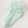 Calcetines de encaje para niñas primavera y otoño algodón puro danza infantil Blanco danza latina verano finos Princesa niñas pequeñas calcetines
