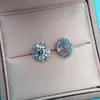 Pendientes de Plata 925 Chapados en Oro para Mujer, Pendientes de Girasol con Diamante de Alto Carbono, Lujosos y Elegantes, Una Pieza, Venta al por Mayor Directa de Fábrica