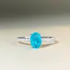 Jiumei Jewelry Anel de Prata Esterlina S925 com Água-marinha para Mulheres Atacado Estilo Ins Anel de Diamante de Alto Carbono com Zircônia Estilo Simples