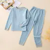 Conjunto de Ropa Interior Térmica de Cachemira para Niños, Conjunto de Otoño de Seda para Niños (Tops y Pantalones), Ropa de Dormir de Capa Base de Cuello Medio para Niñas Estudiantes (Tallas Mediana y Grande)