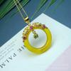 Colgante Donut de Calcedonia Tipo Hielo al por Mayor Anillo Ping An Borla Plateada Colgante Circular Ágata Jade Collar