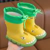 Botas de Chuva Infantis de Cano Médio Desenho Animado de Dinossauro Espessadas Antiderrapantes Solado Macio Impermeáveis para Meninos e Meninas Crianças Pequenas Botas de Borracha Botas de Chuva com Forro de Algodão