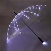 Personalidade criativa Moda Rede vermelha guarda-chuva transparente luminoso cabo longo engrossado luz LED fresco ao ar livre fotografia palco