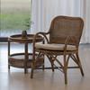 Silla de Ratán con Reposabrazos y Respaldo Estilo Retro Silla de Ratán para Patio de B&B Silla de Ratán para Sala de Estar de Casa Silla Individual de Sofá Estilo Wabi-Sabi