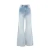 Yechuan # Jeans Acampanados de Color Claro Estilo Americano para Mujer, Verano, Cintura Alta, Corte Holgado, Adelgazantes, No Ajustados, Pierna Recta, Largo hasta el Suelo.