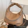Bolso de Hombro Transfronterizo Nuevo Estilo con Patrón de Lichi y Volantes para Mujer, Casual, Color Transparente, Textura de Alta Gama, para Viajes, Combinable