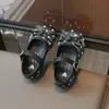 Zapatos de piel para niña 2026 nueva tendencia de moda, zapatos para niños medianos y grandes, zapatos de suela fina, zapatos de princesa de lunares, zapatos Mary Jane