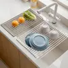 Cortina de agua de silicona plegable para cocina, tapete escurridor para escurrir platos y recipientes, tapete para agua del fregadero, estante de almacenamiento, artículo útil