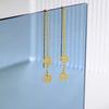 Aretes de Moneda de Oro Arena Vietnamita, Modernos Monedas Pequeñas de Cobre Chapadas en Oro de Latón, Aretes Largos con Borlas para Mujer
