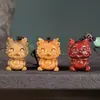 Pingente Criativo de Escultura em Madeira, Casal Fofo de Gato e Coelho, Chaveiro para Celular, Acessórios de Joias para Brinquedos