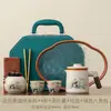 Conjunto de chá portátil para viagem em cerâmica Ru, filtro de porcelana Ru de alta qualidade, xícara para beber rapidamente, novo estilo chinês, acampamento ao ar livre e conjunto de chá para carro
