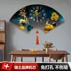 Reloj Nuevo Estilo Chino Creativo, Sencillo y de Moda, Reloj Personalizado sin Clavos, Pintura Decorativa en Forma de Abanico, Reloj de Pared para Sala de Estar