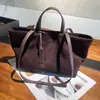 Bolso de Mano Transfronterizo de Cuero Genuino Gamuza Esmerilada Piel de Vaca de Primera Capa Bolso Tote de Gran Capacidad Nuevo para Mujer Otoño Invierno Bolso de Hombro Único