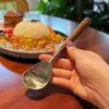 [Soporta dropshipping] Cuchara para sandía, alto valor estético, acero inoxidable exquisito, imitación de madera de nogal, cuchara para helado y frutas