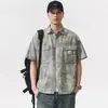 Ropa de Hombre Fengshe / Camisa de Manga Corta para Hombre Verano Seda de Hielo Delgada 2026 Nueva Corte Holgado Tie-Dye Camisa Casual