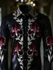 Camisa casual de manga larga de corte holgado con cuello de solapa, talla europea, estampada en 3D para hombre, estilo vintage