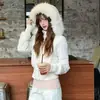 Chaqueta de Algodón Cálida de Invierno Elegante Adelgazante Estilo Coreano Cuello Grande de Piel para Mujer Versátil Engrosada Protección contra el Frío Ropa de Algodón Cálida Ropa de Abrigo Ropa para Mujer
