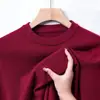 Suéter de tricô liso, gola redonda, para homens, exportação transfronteiriça, nova coleção outono/inverno 2026, feito com fio core-spun, suéter básico versátil