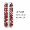 Accesorios para Uñas 12 Compartimentos Diamante Acrílico Pedrería Plata AB Rojo Grande Tamaño Mixto Resina Planos Fondo Parche para Uñas