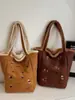 Bolsa Feminina de Caxemira Estilo Retro Coreano 2025 Nova Bolsa de Ombro Tote para Outono e Inverno Bolsa Transversal Grande Capacidade para o Dia a Dia