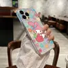 Funda de Teléfono Sanrio Linda My Melody Chica Floral de Fresa para Apple 15 Pro Max Transparente Suave Cubierta Protectora