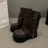 Botas Retro de Sola Grossa Novas para Mulheres Baixas Primavera e Outono 2026, Botas Estilo Britânico Martin, Botas Curtas, Design de Nicho