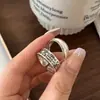 Anillo Retro Vintage Exagerado con Letra Estilo Coreano para Mujer, Moda Hip-Hop Personalizado Anillo Abierto Chapado en Plata 925 Ins