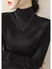 Suéter de Punto de Cuello Alto para Mujer, Jersey, Manga Larga, Prenda Base para Otoño e Invierno 5455-2 Cuello Semi-Alto