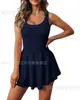 Europa y América Transfronterizo Amazon Nuevo Yoga Deportivo Secado Rápido Falda Pantalón de Tenis Espalda Bonita Una Pieza Anti-camina Falda Pantalón de Fitness para Mujeres