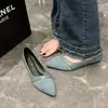 Mocasines de Suela Blanda 2025 Nuevo Estilo Primavera y Otoño Estilo Chanel Puntiagudos Bajos Zapatos Individuales Planos para Mujer Zapatos de Trabajo