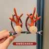 Pinza para el Cabello de Reno Navideño para Mujer Pinza para el Cabello de Fiesta Festiva Accesorio para el Peinado Accesorios de Disfraz Cosplay Lindo Doble Pinza Accesorios para el Cabello