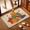Alfombrilla de baño de dibujos animados, antideslizante, de secado rápido, resistente a las manchas, adecuada para usar en inodoros y cerca de las entradas del baño, a prueba de humedad y antibacteriana, hecha de tierra de diatomeas