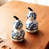 Atacado Novo Porta-Palitos Estilo Chinês para Uso Doméstico, Pote Criativo de Palitos em Forma de Cabaça, Artesanato de Tubo de Palitos de Cerâmica de Alta Estética