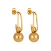 Estilo Coreano Ins Nicho Simple Temperamento Geométrico Colgante de Perla Redonda Pendientes Irregulares de Moda Personalizados Pendientes de Acero de Titanio
