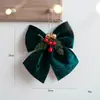 Decoraciones de Navidad Estilo Coreano Colgante de Lazo Terciopelo Rojo Campana Tridimensional Lazo Decoraciones para Árbol de Navidad