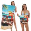 Toalla de playa plegable de gran tamaño 80X160, toalla de baño estampada, toalla de playa integrada, bolsa integrada, portátil