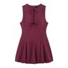 Vestido corto con lazo ancho y sin mangas de color liso para mujer, estilo europeo y americano, primavera y verano 2025