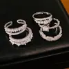 Anel Aberto de Renda Redondo Zircônia Super Brilhante Design Moderno Índice Dedo Anel Joia de Mão Feminina Toque de Luxo Leve