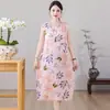 Vestido de algodón y seda sin mangas para mujer, nuevo estilo de verano, bata de algodón y seda de alta gama a la moda, adecuado para usar en casa y al aire libre, vestido tipo tank de algodón artificial