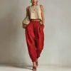 Pantalones Harem de Algodón y Lino Estilo Europeo y Americano Transfronterizos 2026 para Mujer, Cintura Elástica, Corte Holgado, Adelgazantes, Pantalones Linterna con Puño, Pantalones Largos Casuales