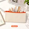 Bolsa de Lona en Blanco con Cremallera de Suministro Especial Transfronterizo Bolsa de Almacenamiento de Mano Simple de Color Sólido Personalizada Bolsa Organizadora para Papelería y Cosméticos