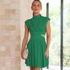 2023 primavera y verano nuevo ropa de mujer de comercio exterior europea y americana Amazon AliExpress cintura alta sin mangas cuello falda vestido