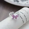 Anillo Abierto de Doble Capa Estilo Coreano Mariposa Esmalte Gota de Aceite Dulce Fresco Personalidad en Capas Nicho para Mujeres