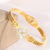 Pulsera de Acero Titanio, Pulsera de Trébol de Cuatro Hojas de Acero Inoxidable con Electrochapado al Vacío de Alta Gama para Mujer, Joyería de Pulsera Transfronteriza que No se Desvanece