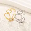 Anillo ovalado de acero inoxidable geométrico europeo y americano, personalidad, moda, apertura ajustable, anillo chapado en oro de 18 quilates, fabricantes