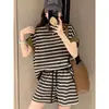 2024 Nuevo Conjunto Deportivo de Imitación de Algodón Seda de Leche Estilo Coreano Traje Adelgazante para Mujer Shorts Blancos de Manga Corta Conjunto de Dos Piezas